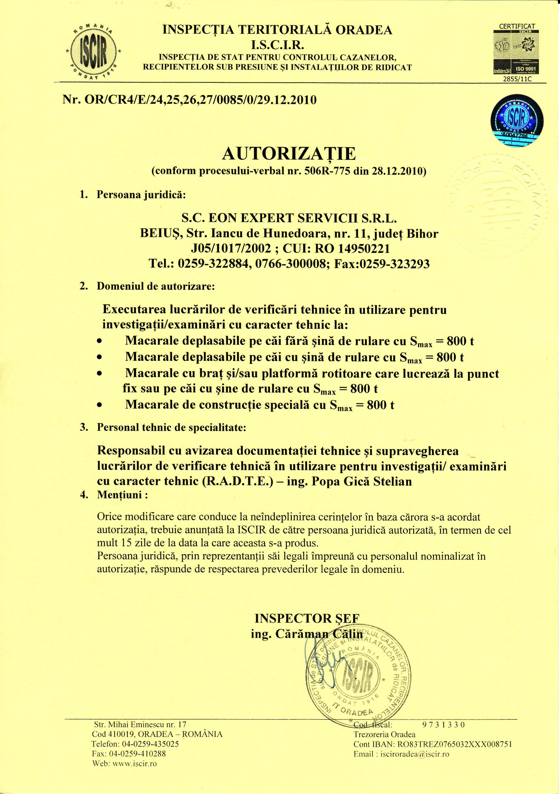 Autorizație Expertiză — Macarale