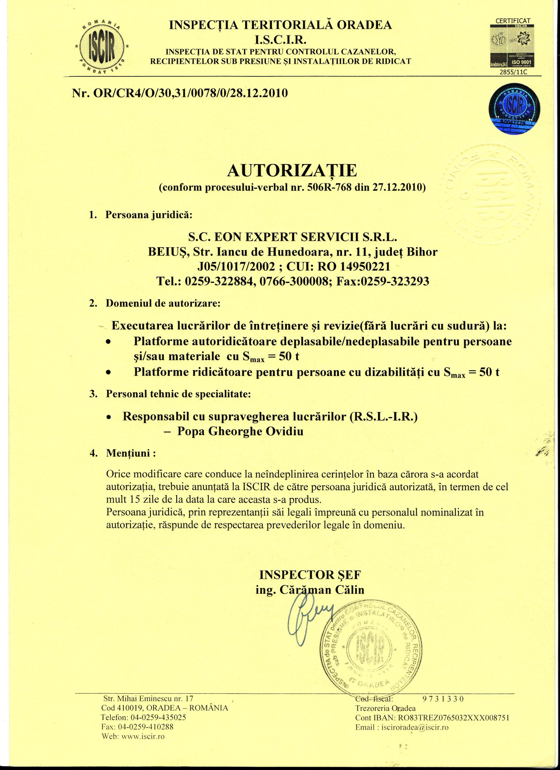 Autorizație IR — Platforme