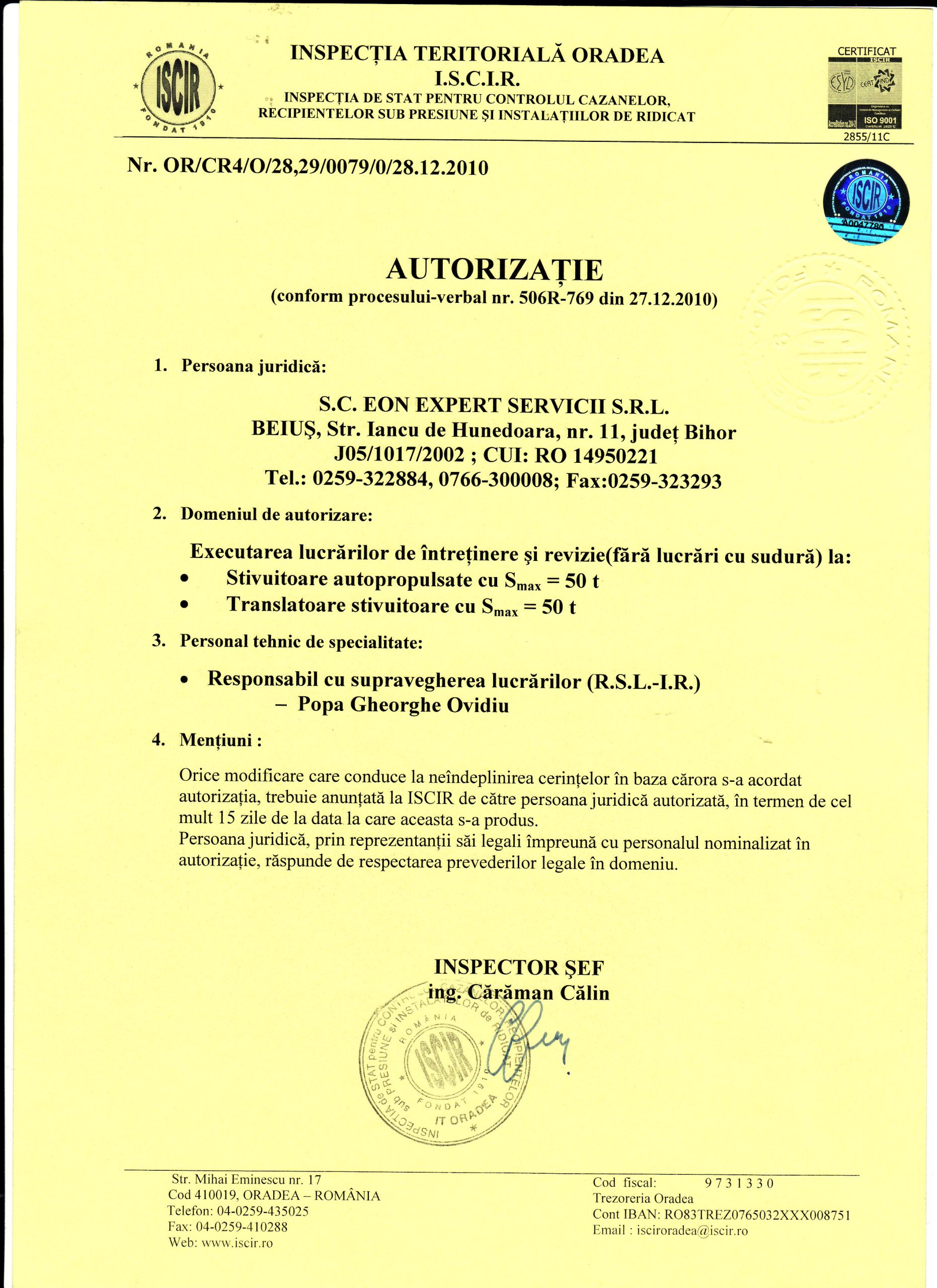 Autorizație IR — Stivuitoare